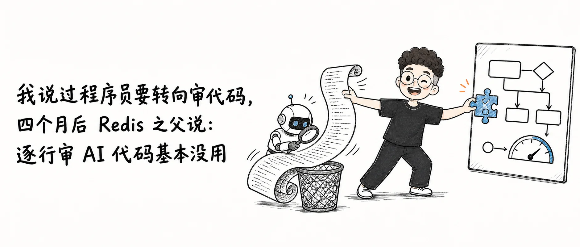 我说过程序员要转向审代码，四个月后 Redis 之父说：逐行审 AI 代码基本没用